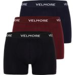 Velmore Erkek Boxer 3’lı Kutu Yumuşak Pamuk Sıkmayan Bel Lastikli (Beden S - 5xl) - Bordo - Siyah - Lacivert - 3XL