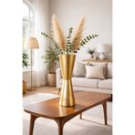 Velorahomee Modern Dekoratif Vazo 26 cm – Şık Gold Renk Pampas Uyumlu Salon Aksesuarı