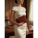 Veloria Bag & Scarf Veloria Bag Zigzag Clucth Çanta Dokuma Kumaş ve Koruma Pedi Içeren Ipad Tablet Taşıma Çantası - Kiremit