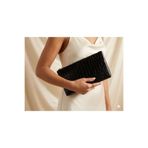 VELORİA BAG & SCARF Veloria Siyah Kadın Portföy El Çantası - Rugan ve deri Şık Gece Çantası - Clutch