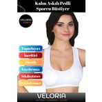 Veloria Premium Seri Esnek Rahat Sıkılaştırıcı Toparlayıcı Şekillendirici Kalın Askılı Sporcu Pedli Büstiyer