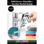 Veloria Premium Seri Metal Görünümlü Çift Fonksiyonlu 1080 Derece Dönebilen Akrobat Musluk Ucu Başlığı