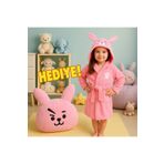 VELROBE %100 pamuklu Tavsan kulaklı çocuk bornozu peluş yastik hediyeli