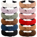 VELSCRUN Kadınlar için 12 paket saç bantları Gilrs beyaz moda pembe düğümlü kafa bantları düz kırmızı kafa bandı kaymaz saç bandı kadınlar için ince kalın kısa saç yüz yıkama saç aksesuarları kadınlar