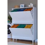 Veluna 100 cm Kirli Çamaşır Sepetli Dolap Banyo Dolabı Beyaz 100x138x32,5 cm 6 Sepetli Dolap