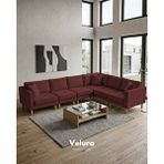 Velura Home Armin Akıllı 6 Modül Köşe Koltuk Takımı ve Modüler Yataklı Köşe Takımı - Kadife - Bordo