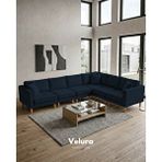 Velura Home Armin Akıllı 6 Modül Köşe Koltuk Takımı ve Modüler Yataklı Köşe Takımı - Kadife - Lacivert