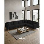 Velura Home Armin Akıllı 6 Modül Köşe Koltuk Takımı ve Modüler Yataklı Köşe Takımı - Kadife - Siyah