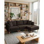 Velura Home Armin Akıllı Köşe Koltuk Takımı ve Modern Modüler Yataklı Köşe Takımı - Koyu Kahve V169 Çok Renkli