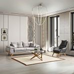 Velura Home Azir Koltuk Takımı ve Bazalı Yataklı Koltuk Takımı 3+1 - Gri Nubuk Bukle Kumaş Antrasit
