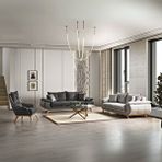 Velura Home Azir Koltuk Takımı ve Bazalı Yataklı Koltuk Takımı 3+3+1 - Nubuk Bukle Kumaş Antrasit