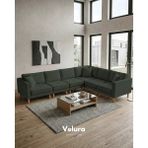 Velura Home & Living Armin Akıllı 6 Modül Köşe Koltuk Takımı & Modüler Yataklı Köşe Takımı - Kadife - Koyu Yeşil - Armin 6 Modül