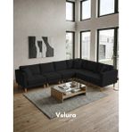 Velura Home & Living Armin Akıllı 6 Modül Köşe Koltuk Takımı & Modüler Yataklı Köşe Takımı - Kadife - Siyah - Armin 6 Modül