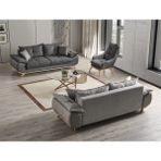 Velura Home & Living Azir Koltuk Takımı & Bazalı Yataklı Koltuk Takımı 3 1 - Nubuk Bukle Kumaş - 3+1 Antrasit