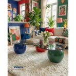 Velura Home & Living Küre Orta Sehpa - 1 Yeşil Top & 1 Kırmızı Top & 1 Mavi Top - Fasulye - Füme Cam - Dopamin - Renkli Füme