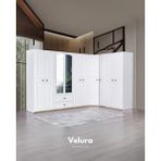 Velura Home & Living Legna 10 Kapaklı Aynalı Köşe Gardırop (Dolap) - Beyaz - Ceviz