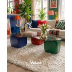 Velura Home & Living Modern Orta Sehpa & Küre Sehpa & Top Sehpa & Füme Fasulye Cam & Mavi - Kırmızı -Yeşil Zar - Mavi + Kırmızı + Yeşil Zar - Fasulye Füme