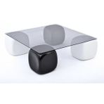 Velura Home & Living Modern Orta Sehpa & Küre Sehpa & Top Sehpa & Füme Kare Cam & 2 Siyah Zar - 2 Beyaz Zar - 2SZ2BZ - Kare Füme