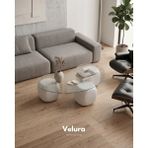 Velura Home & Living Modern Orta Sehpa & Küre Sehpa & Top Sehpa & Şeffaf Fasulye Cam & Beyaz Zar - Beyaz Zar - Fasulye Şeffaf