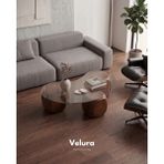 Velura Home & Living Modern Orta Sehpa & Küre Sehpa & Top Sehpa & Şeffaf Fasulye Cam & Ceviz Zar - Ceviz Zar - Fasulye Şeffaf