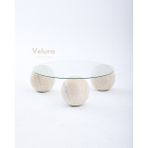 Velura Home & Living Modern Orta Sehpa & Küre Sehpa & Top Sehpa & Şeffaf Yuvarlak Cam & Ay Taşı - Aytaşı - Yuvarlak Şeffaf