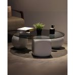 Velura Home & Living Modern Orta Sehpa & Küre-Top-Zar Sehpa & Ahşap Sehpa & Pinterest Sehpa-Mdf - Yuvarlak - 2BT1BZ - Yuvarlak Füme Fasulye