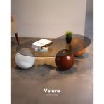 Velura Home & Living Modern Orta Sehpa & Top Sehpa Cam Sehpa & Küre Orta Sehpa - 1 Beyaz Top & 1 Ceviz Top & 1 Meşe Top - Fasulye - Füme Cam - 1BT1CT1MT - Fasulye Füme