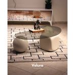 Velura Home & Living Modern Orta Sehpa & Top Sehpa Cam Sehpa & Küre Orta Sehpa - 2 Beyaz Top & 1 Beyaz Zar - Fasulye - Füme Cam - 2BT1BZ - Fasulye Füme