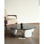 Velura Home & Living Modern Orta Sehpa & Top Sehpa Cam Sehpa & Küre Orta Sehpa - 2 Beyaz Top & 1 Beyaz Zar - Yuvarlak - Siyah Mdf - 2BT1BZ - Yuvarlak Siyah Mdf