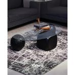 Velura Home & Living Modern Orta Sehpa & Top Sehpa Cam Sehpa & Küre Orta Sehpa - 2 Dragon (Siyah) & 1 Siyah Zar - Fasulye - Şeffaf Cam - 2SD1SZ - Fasulye Şeffaf