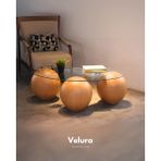 Velura Home & Living Modern Orta Sehpa & Top Sehpa Cam Sehpa & Küre Orta Sehpa - 41 cm Meşe - Fasulye - Şeffaf Cam - 41 cm Meşe - Fasulye Şeffaf