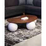 Velura Home & Living Modern Orta Sehpa & Top Sehpa Cam Sehpa Küre Orta Sehpa - Beyaz Top - Fasulye - Ceviz Mdf - Beyaz - Fasulye Ceviz Mdf