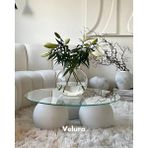 Velura Home & Living Modern Orta Sehpa & Top Sehpa Cam Sehpa Küre Orta Sehpa - Beyaz Top - Yuvarlak - Füme Cam - Beyaz - Yuvarlak Şeffaf - 3