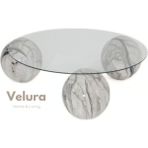 Velura Home & Living Modern Orta Sehpa & Top Sehpa Cam Sehpa & Küre Orta Sehpa - Diana - Yuvarlak - Şeffaf Cam - Diana - Yuvarlak Şeffaf