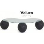 Velura Home & Living Modern Orta Sehpa & Top Sehpa Cam Sehpa & Küre Orta Sehpa - Dragon (Koyu Gri) - Fasulye - Şeffaf Cam - Koyu Gri Dragon - Fasulye Şeffaf