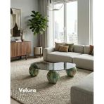 Velura Home & Living Modern Orta Sehpa & Top Sehpa Cam Sehpa & Küre Orta Sehpa - Jungle - Fasulye - Füme Cam - Jungle - Fasulye Füme