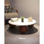 Velura Home & Living Modern Orta Sehpa & Top Sehpa Cam Sehpa & Küre Orta Sehpa - Koyu Ceviz Top - Yuvarlak - Beyaz Mdf - Koyu Ceviz - Yuvarlak Beyaz Mdf