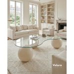 Velura Home & Living Modern Orta Sehpa & Top Sehpa Cam Sehpa & Küre Orta Sehpa - Krem Top - Fasulye - Şeffaf Cam - Krem - Fasulye Şeffaf