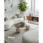 Velura Home & Living Modern Orta Sehpa & Top Sehpa Cam Sehpa & Küre Orta Sehpa - Natural - Fasulye - Füme Cam - Natural - Fasulye Füme