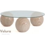 Velura Home & Living Modern Orta Sehpa & Top Sehpa Cam Sehpa & Küre Orta Sehpa - Natural - Yuvarlak - Şeffaf Cam - Natural - Yuvarlak Şeffaf
