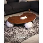 Velura Home & Living Modern Orta Sehpa & Top Sehpa Cam Sehpa & Küre Orta Sehpa - Pleksi Traverten Top - Fasulye - Ceviz Mdf - Pleksi - Fasulye Ceviz Mdf