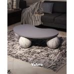 Velura Home & Living Modern Orta Sehpa & Top Sehpa Cam Sehpa & Küre Orta Sehpa - Pleksi Traverten Top - Fasulye - Gri Mdf - Pleksi - Fasulye Gri Mdf