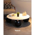 Velura Home & Living Modern Orta Sehpa & Top Sehpa Cam Sehpa & Küre Orta Sehpa - Siyah Top - Yuvarlak - Beyaz Mdf - Siyah - Yuvarlak Beyaz Mdf