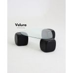 Velura Home & Living Modern Orta Sehpa & Top Sehpa Cam Sehpa & Küre Orta Sehpa - Siyah Zar - Üçgen - Şeffaf Cam - Siyah Zar - Üçgen Şeffaf