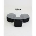 Velura Home & Living Modern Orta Sehpa & Top Sehpa Cam Sehpa & Küre Orta Sehpa - Siyah Zar - Yuvarlak - Şeffaf Cam - Siyah Zar - Yuvarlak Şeffaf
