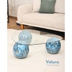 Velura Home & Living Modern Orta Sehpa & Top Sehpa Cam Sehpa & Küre Orta Sehpa - Sky - Üçgen - Şeffaf Cam - Sky - Üçgen Şeffaf