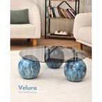 Velura Home & Living Modern Orta Sehpa & Top Sehpa Cam Sehpa & Küre Orta Sehpa - Sky - Yuvarlak - Füme Cam - Sky - Yuvarlak Füme