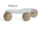 Velura Home & Living Modern Orta Sehpa & Top Sehpa Cam Sehpa & Küre Orta Sehpa - Taş Desen - Fasulye - Şeffaf Cam - Taş Desen - Fasulye Şeffaf