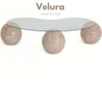 Velura Home & Living Modern Orta Sehpa & Top Sehpa Cam Sehpa & Küre Orta Sehpa - Uranüs - Fasulye - Şeffaf Cam - Uranüs - Fasulye Şeffaf