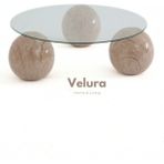 Velura Home & Living Modern Orta Sehpa & Top Sehpa Cam Sehpa & Küre Orta Sehpa - Uranüs - Yuvarlak - Şeffaf Cam - Uranüs - Yuvarlak Şeffaf